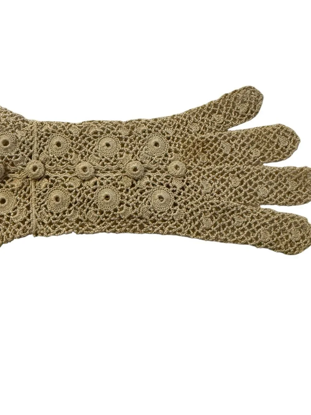 Vintage Crochet Lace Gloves 1940s-1960s Beige Color